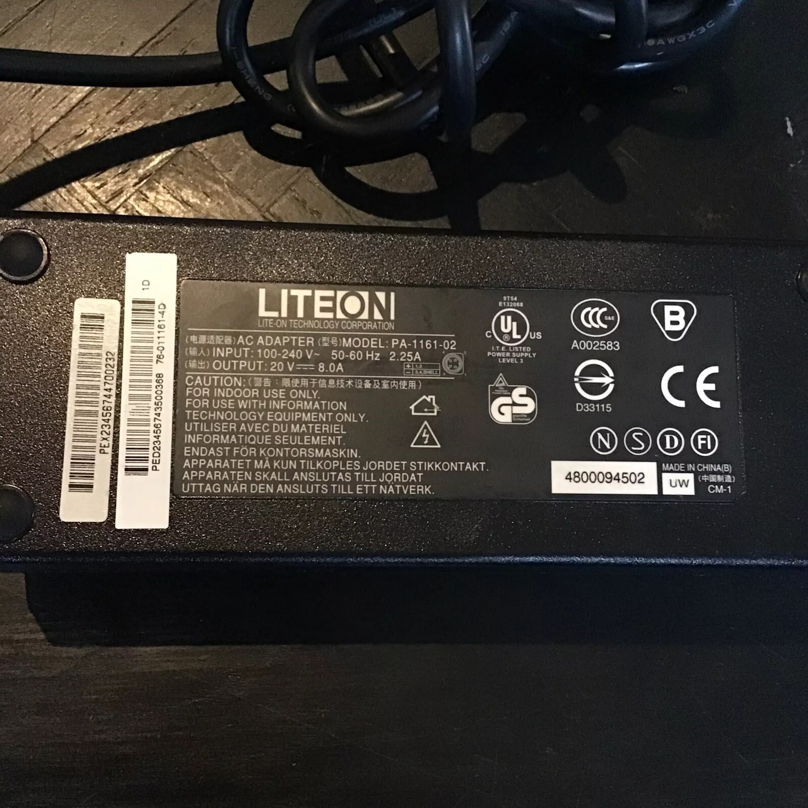 *Brand NEW*LiteOn 4-PIN 20V 8A 160W AC Adapter PA-1161-02 Power Supply